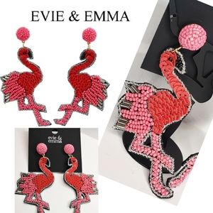 Evie & Emma seed beaded pink/red flamingo Earrings